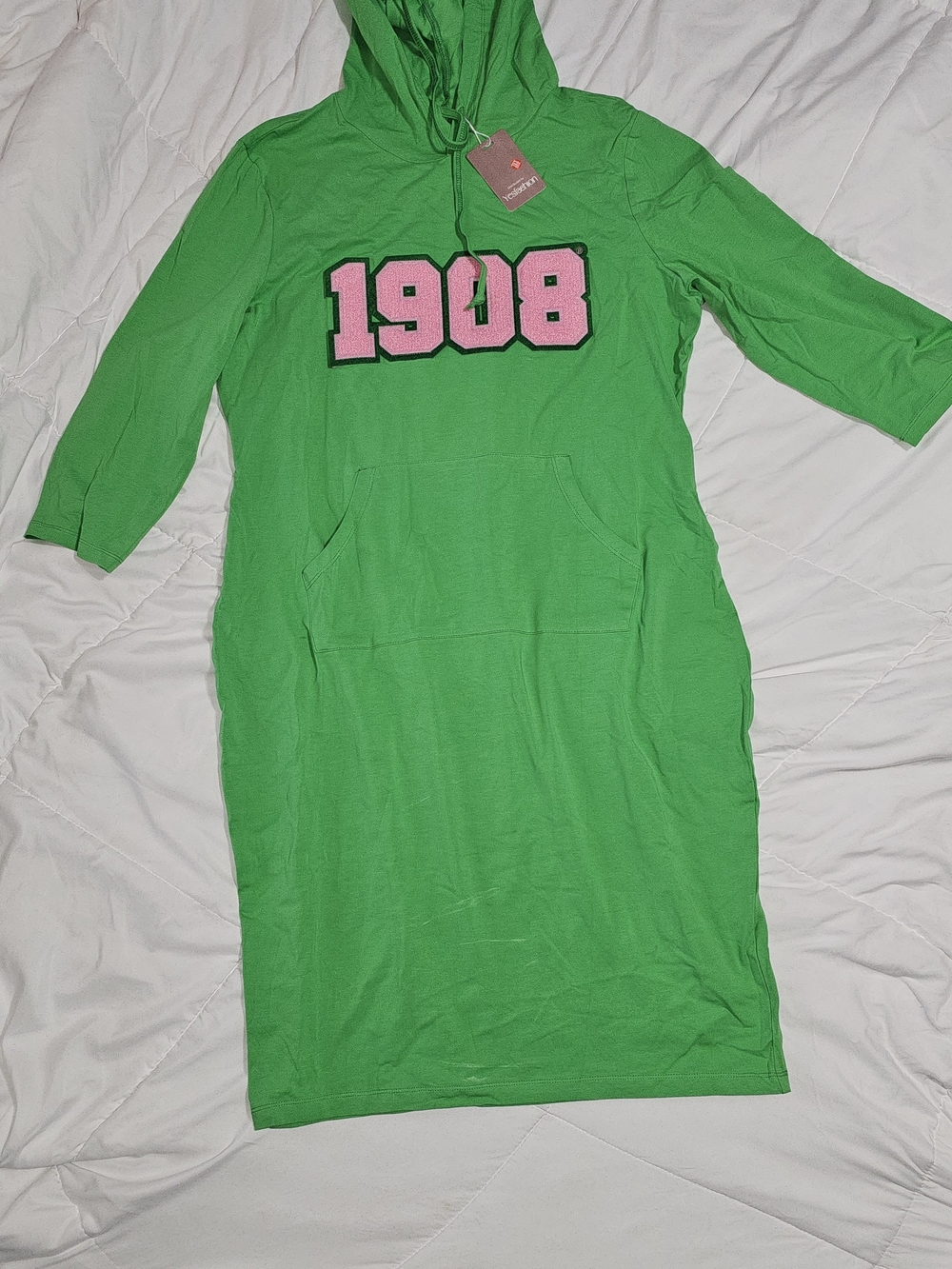 AKA Green Hooded Midi Dress with Pink 1908 Graphic